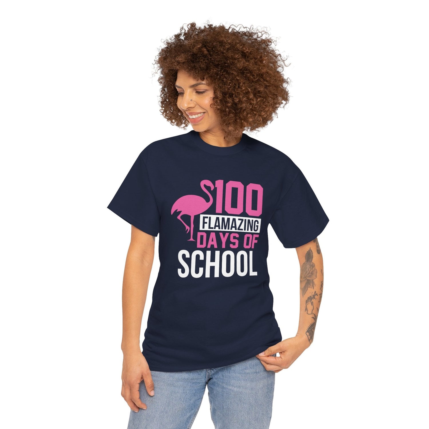 100 Flamingo Days of School Unisex Tee, Fun Classroom Shirt, Back to School Gift, Children&