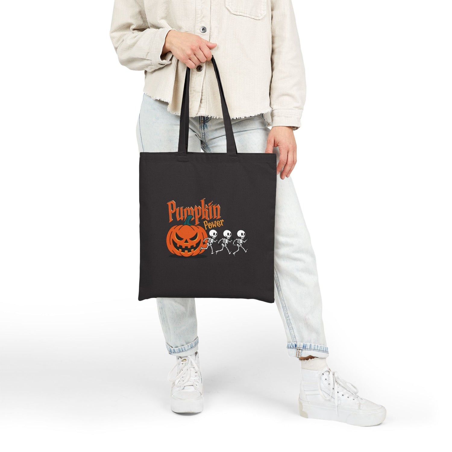 Halloween Pumpkin Canvas Tote Bag – Reusable Eco-Friendly Cotton Shopping Bag – Fall Gift, Trick or Treat Tote for Spooky Season Printify