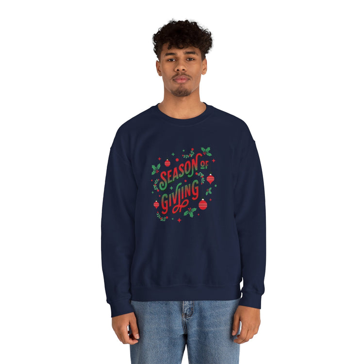 Cozy Holiday Sweatshirt Season of Giving Unisex Crewneck Perfect Gift Christmas Winter Wear Comfortable Stylish Heavy Blend Festive Sweatshirt Printify