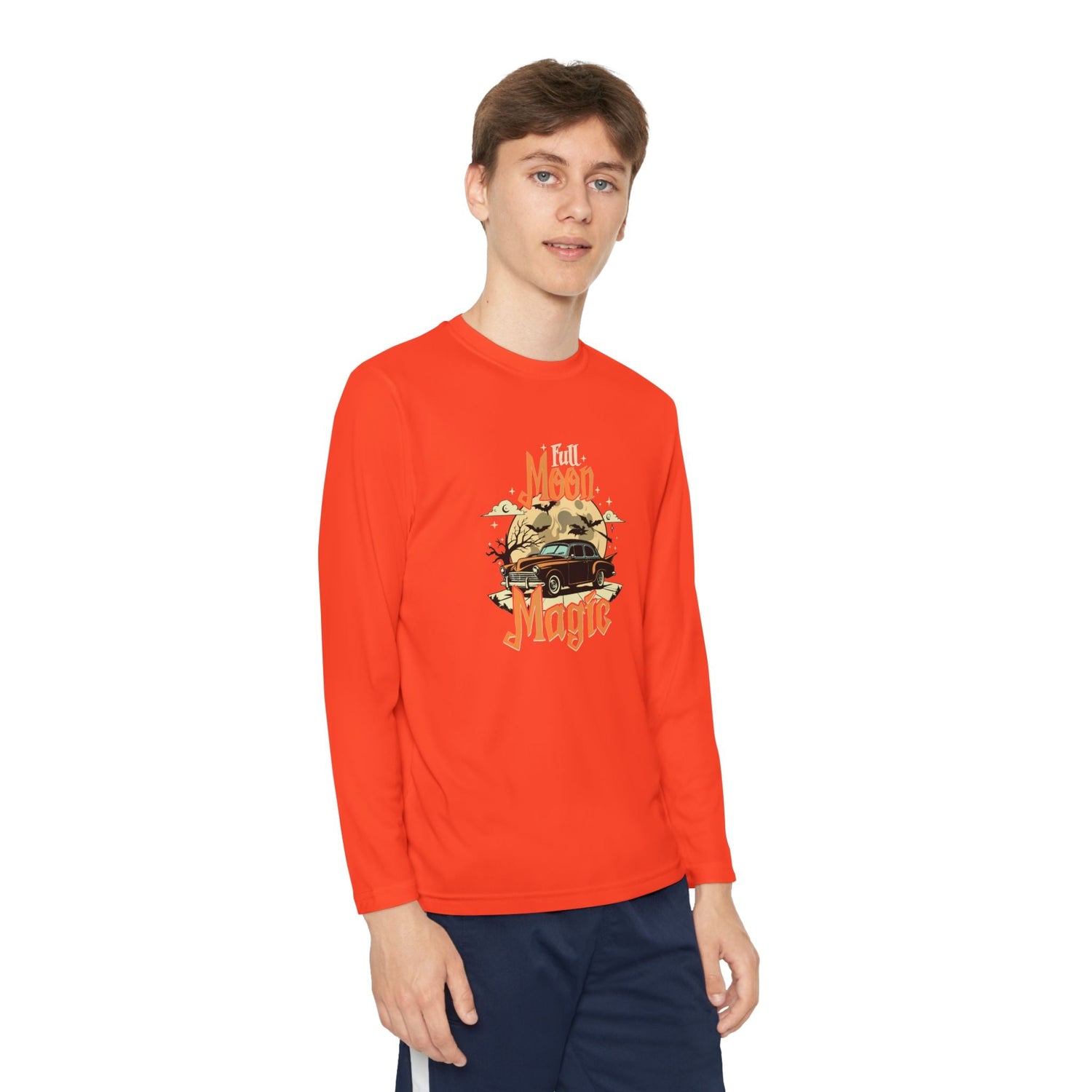 Youth Long Sleeve Competitor Tee - Vibrant Graphic Tee for Kids, Perfect for Casual Outings, Halloween, Parties, Everyday Wear, Unique [...] Printify