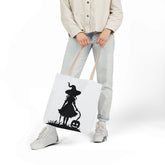 Halloween Witch Canvas Tote Bag, Spooky Treat Bag, Autumn Market Tote, Trick-or-Treat Bag, Gift for Witches, Seasonal Accessories Printify