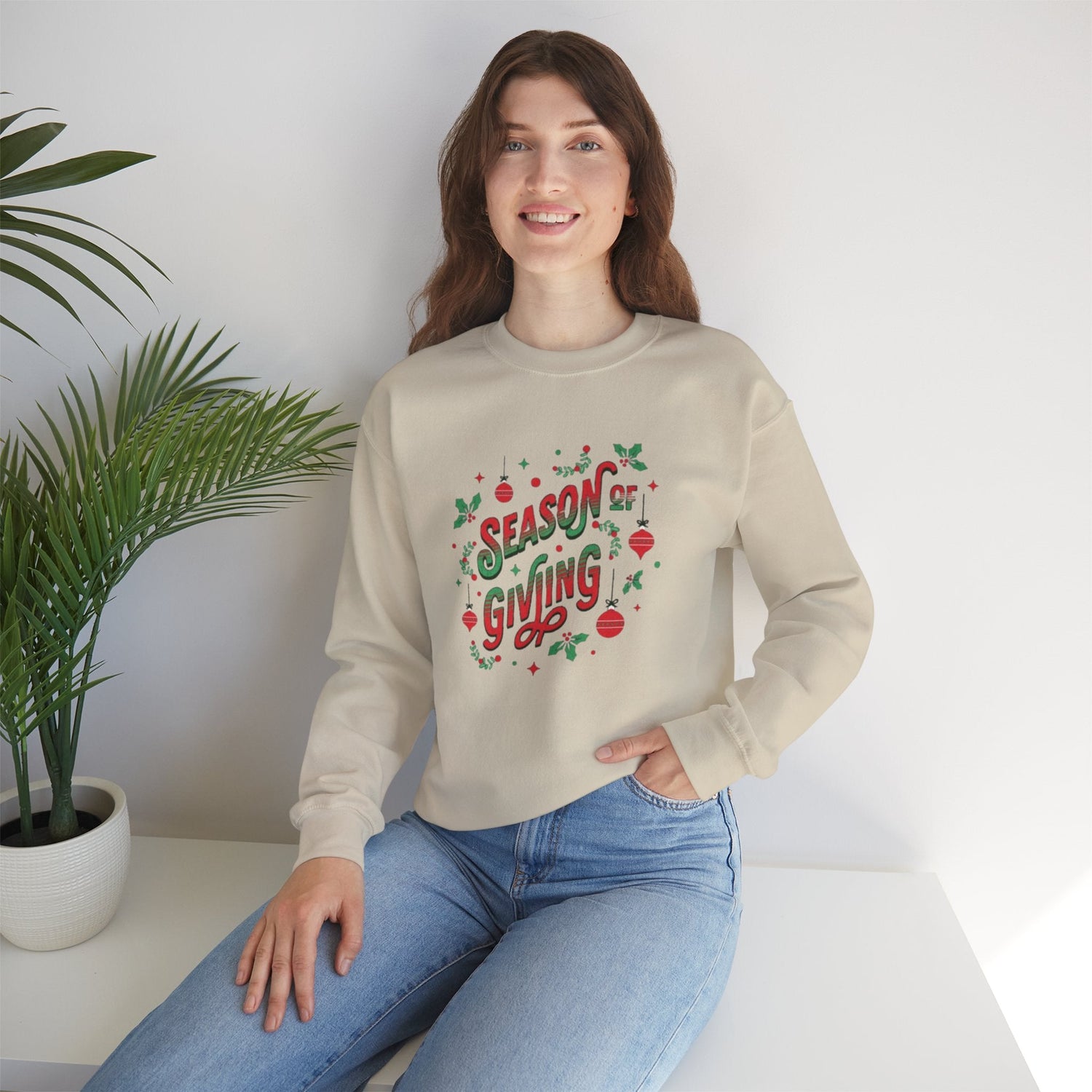 Cozy Holiday Sweatshirt Season of Giving Unisex Crewneck Perfect Gift Christmas Winter Wear Comfortable Stylish Heavy Blend Festive Sweatshirt Printify