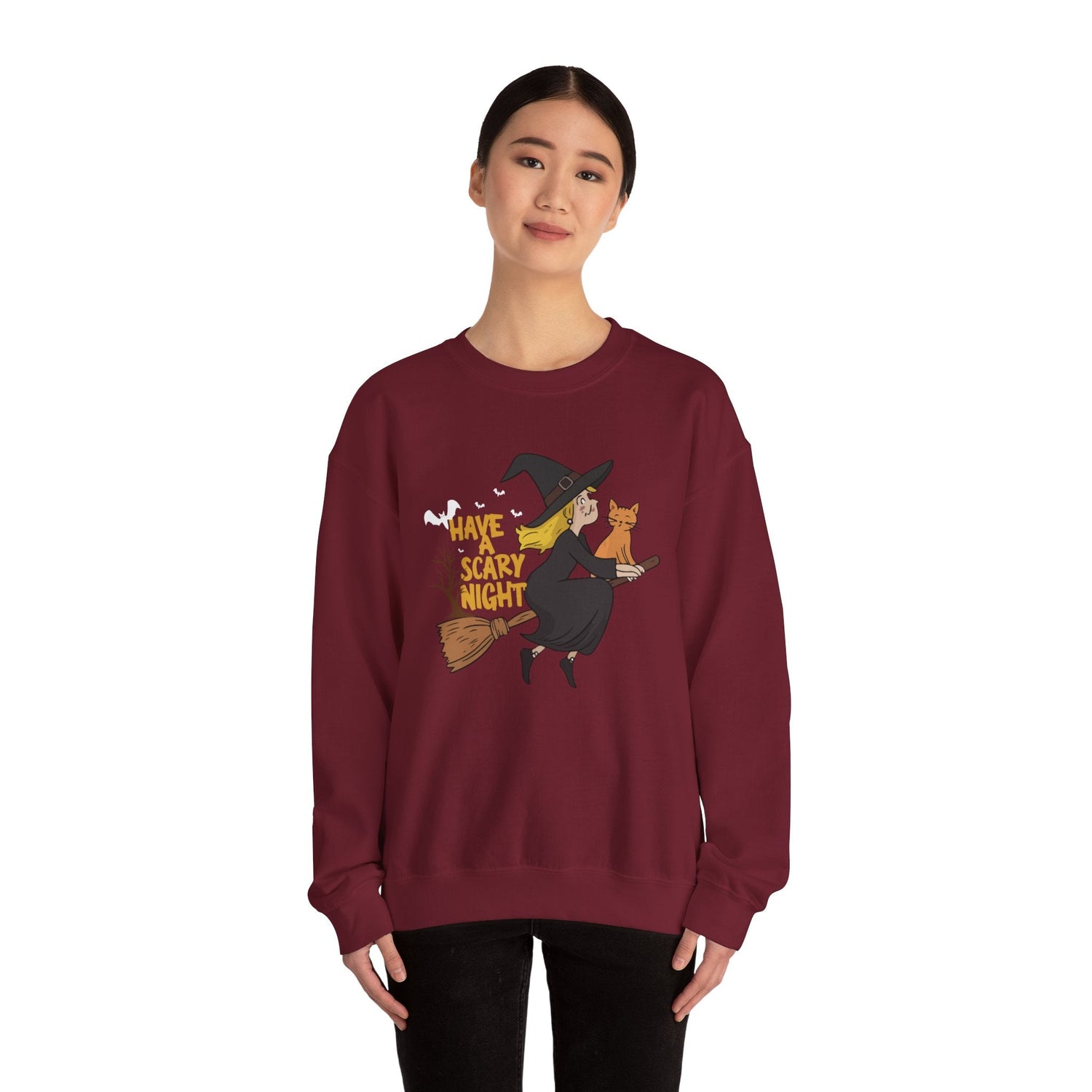 Halloween Witch Sweatshirt, Cozy Crewneck, Unisex Sweater, Spooky Season Apparel, Scary Night Gift, Fall Fashion Printify