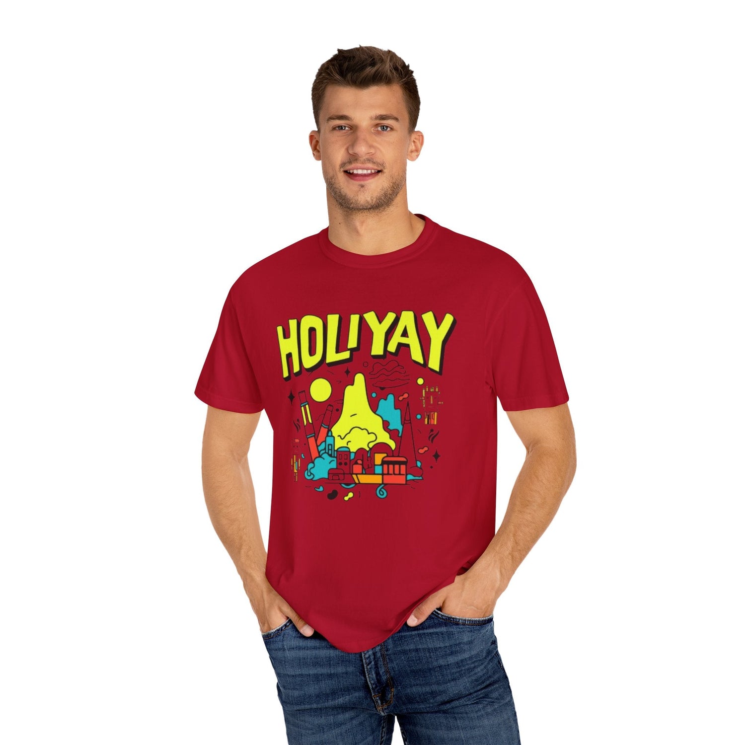 Holi-Yay Graphic T-Shirt, Fun Summer Tee, Unique Gift, Casual Wear, Birthday, Holiday Celebration, Unisex Apparel Printify