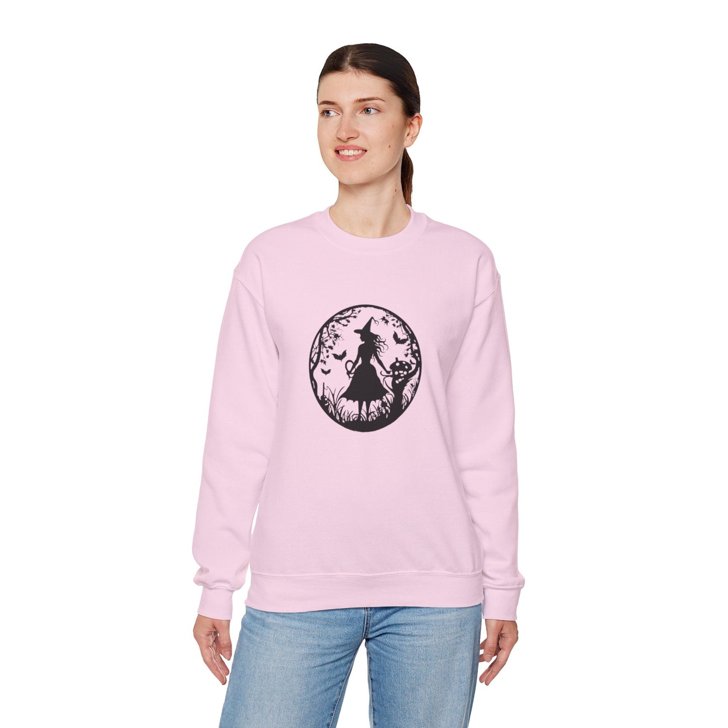 Mystical Forest Crewneck Sweatshirt, Cozy Fall Layering, Gift for Nature Lovers, Halloween Apparel, Unisex Sweatshirt Printify