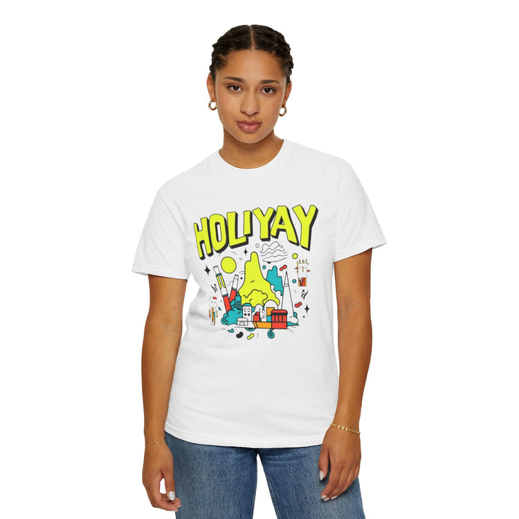 Holi-Yay Graphic T-Shirt, Fun Summer Tee, Unique Gift, Casual Wear, Birthday, Holiday Celebration, Unisex Apparel Printify