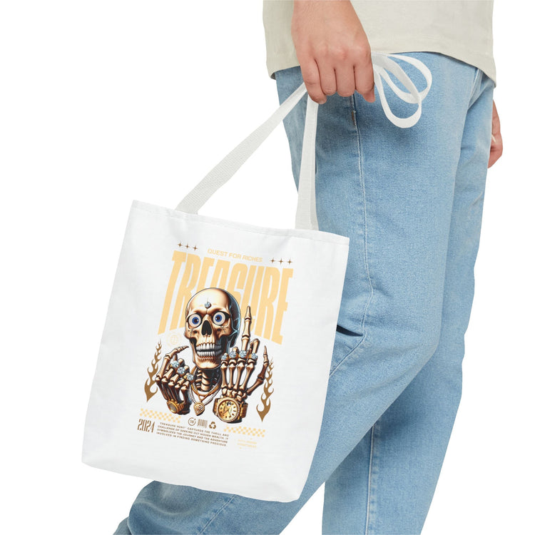 Treasure Hunting Tote Bag, Skull Design, Fun Beach Bag, Unique Gift for Adventurers, Perfect for Everyday Use Printify