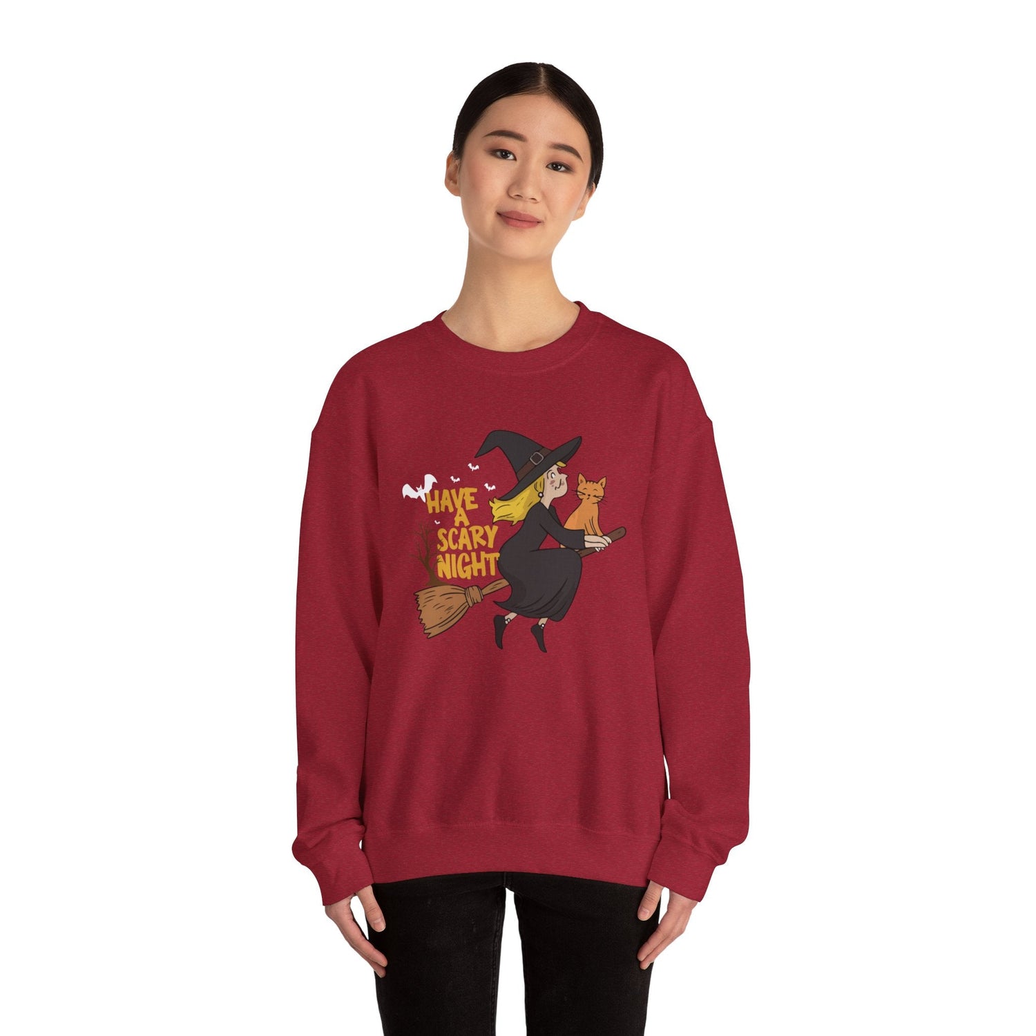 Halloween Witch Sweatshirt, Cozy Crewneck, Unisex Sweater, Spooky Season Apparel, Scary Night Gift, Fall Fashion Printify