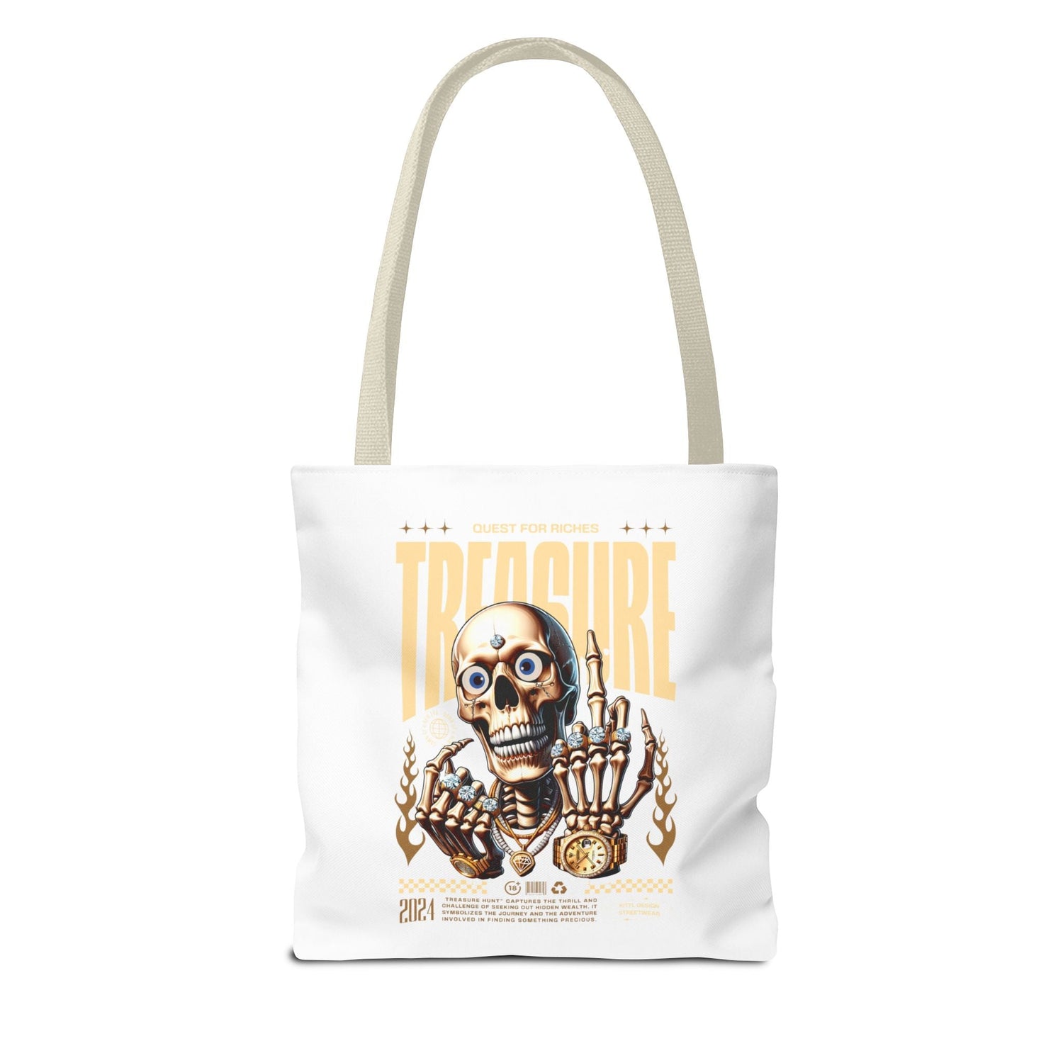 Treasure Hunting Tote Bag, Skull Design, Fun Beach Bag, Unique Gift for Adventurers, Perfect for Everyday Use Printify