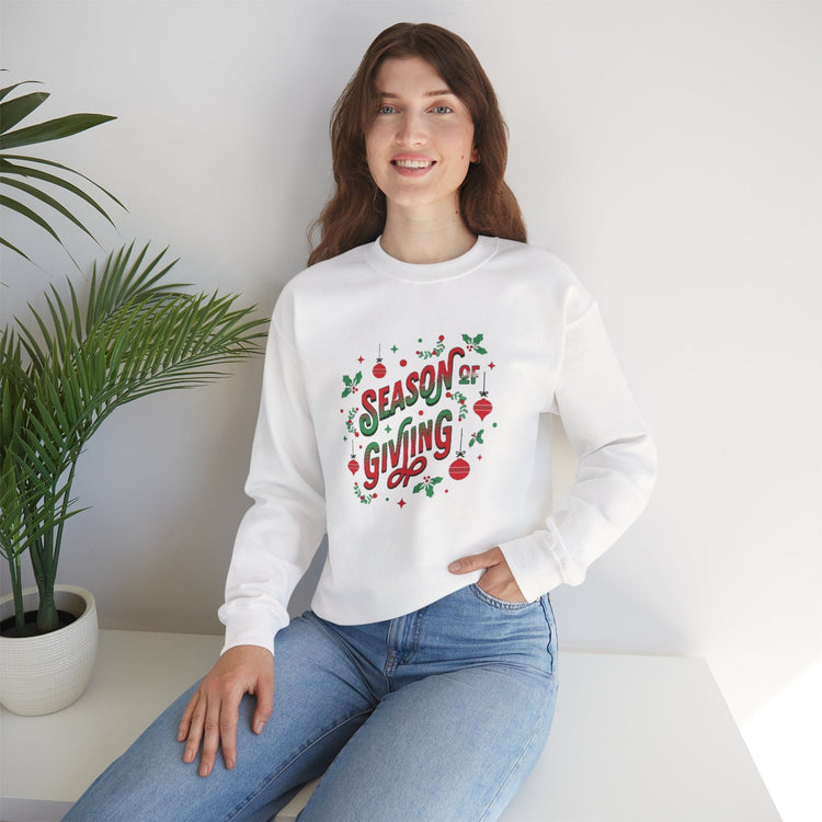 Cozy Holiday Sweatshirt Season of Giving Unisex Crewneck Perfect Gift Christmas Winter Wear Comfortable Stylish Heavy Blend Festive Sweatshirt Printify