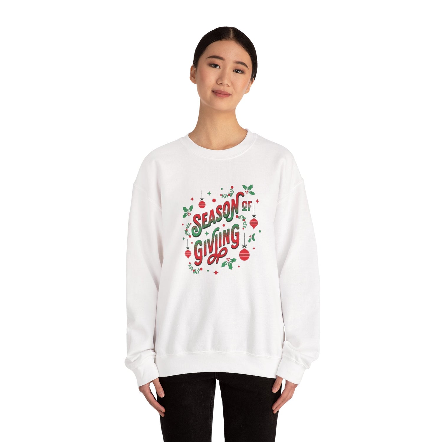 Cozy Holiday Sweatshirt Season of Giving Unisex Crewneck Perfect Gift Christmas Winter Wear Comfortable Stylish Heavy Blend Festive Sweatshirt Printify