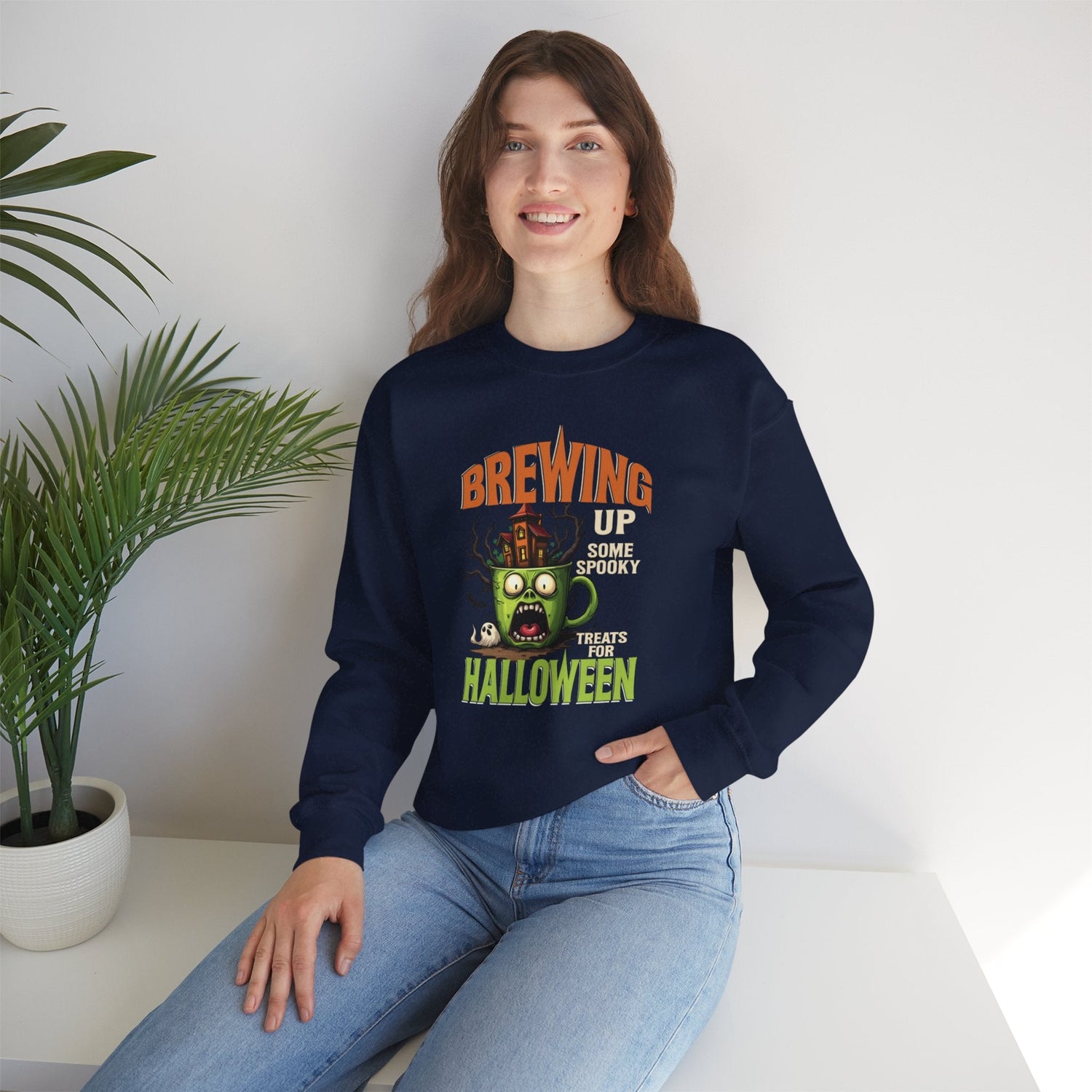 Skull Floral Crewneck Sweatshirt, Unisex Pullover Sweater, Halloween Apparel, Cozy Gift, Trendy Streetwear Printify