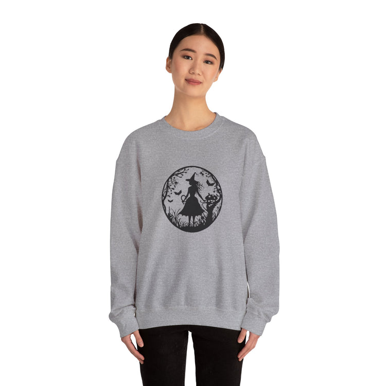 Mystical Forest Crewneck Sweatshirt, Cozy Fall Layering, Gift for Nature Lovers, Halloween Apparel, Unisex Sweatshirt Printify