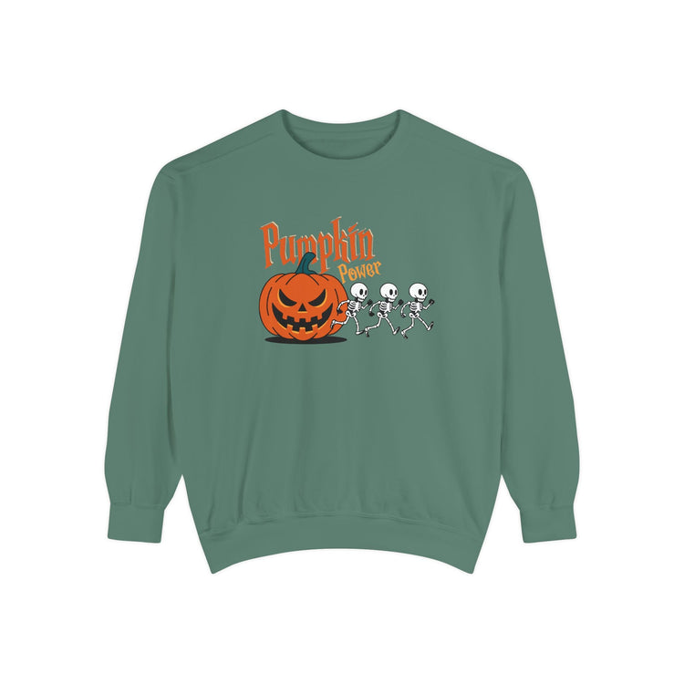 Pumpkin Skeleton Sweatshirt, Cozy Fall Apparel, Halloween Gift, Unisex Sweatshirt, Autumn Fashion Printify