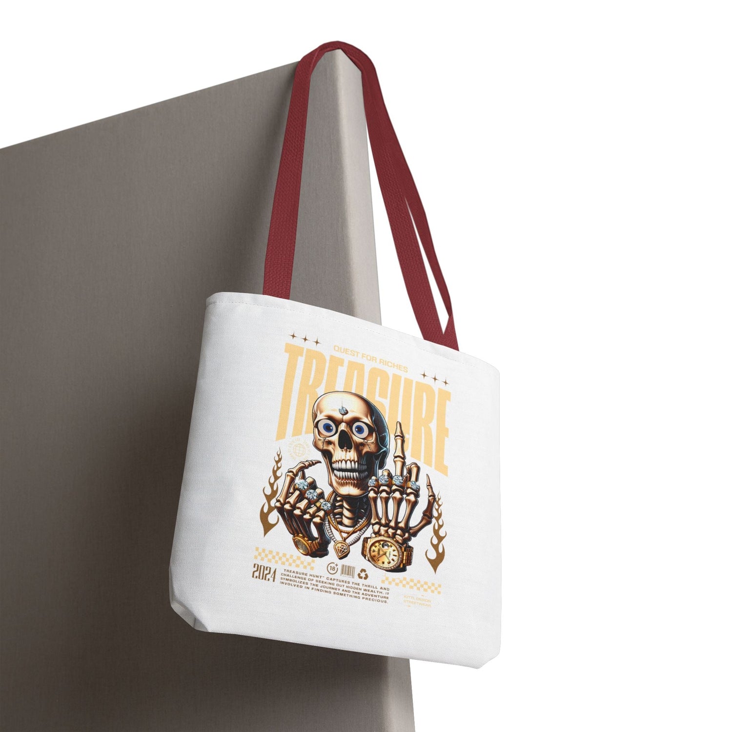 Treasure Hunting Tote Bag, Skull Design, Fun Beach Bag, Unique Gift for Adventurers, Perfect for Everyday Use Printify