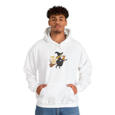 Halloween Witch and Cat Hoodie, Cozy Fall Sweatshirt, Scary Night Apparel, Unisex Ghostly Sweatshirt, Cute Halloween Gift Printify