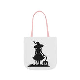 Halloween Witch Canvas Tote Bag, Spooky Treat Bag, Autumn Market Tote, Trick-or-Treat Bag, Gift for Witches, Seasonal Accessories Printify