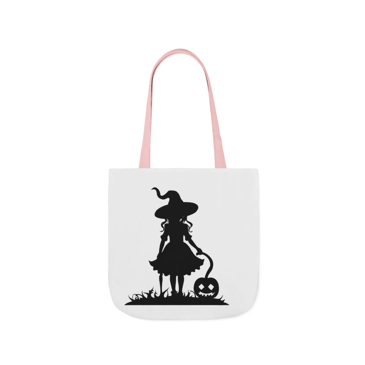 Halloween Witch Canvas Tote Bag, Spooky Treat Bag, Autumn Market Tote, Trick-or-Treat Bag, Gift for Witches, Seasonal Accessories Printify