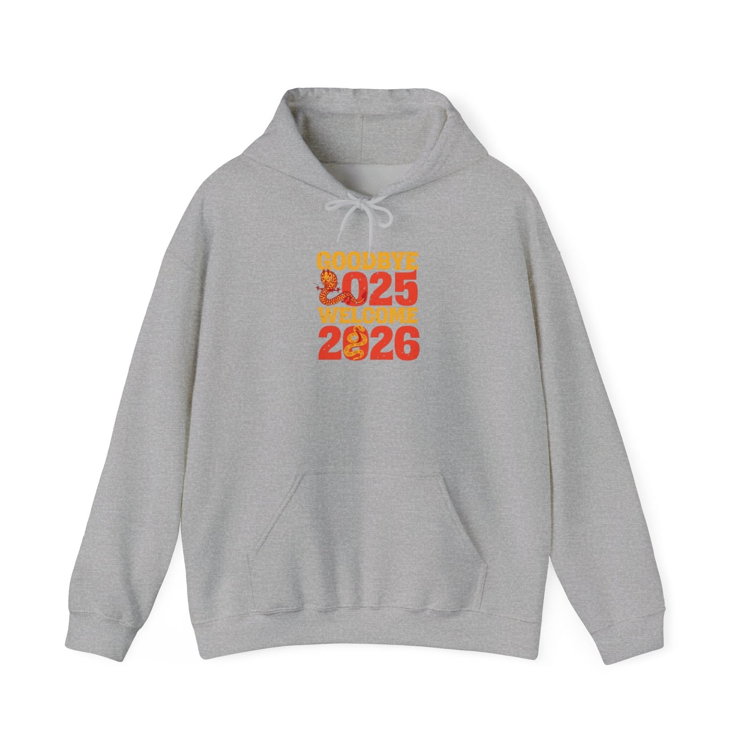 New Year Celebration Hoodie Goodbye 2025 Welcome 2026 Sweatshirt Cozy Gift Friends Unisex Pullover Trendy Winter Fashion Heavy Blend Hooded Printify