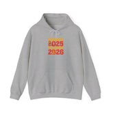 New Year Celebration Hoodie Goodbye 2025 Welcome 2026 Sweatshirt Cozy Gift Friends Unisex Pullover Trendy Winter Fashion Heavy Blend Hooded Printify