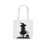 Halloween Witch Canvas Tote Bag, Spooky Treat Bag, Autumn Market Tote, Trick-or-Treat Bag, Gift for Witches, Seasonal Accessories Printify
