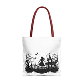 Spooky Silhouette Tote Bag - Halloween Gift, Witchy Style, Eco-Friendly Shopping, Causal Carryall, Gothic Art Design Printify