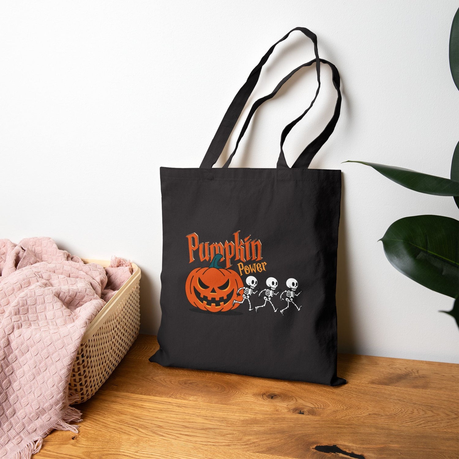 Halloween Pumpkin Canvas Tote Bag – Reusable Eco-Friendly Cotton Shopping Bag – Fall Gift, Trick or Treat Tote for Spooky Season Printify