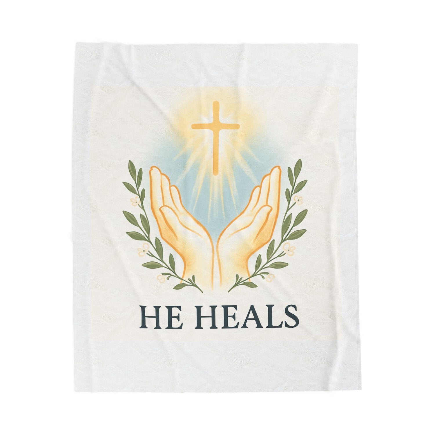 Inspirational Velveteen Plush Blanket - "He Heals"