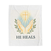 Inspirational Velveteen Plush Blanket - "He Heals"