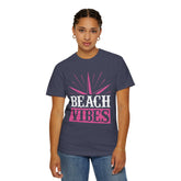 Beach Vibes Unisex Garment-Dyed T-Shirt, Summer Tee, Beachwear, Vacation Shirt, Gift for Surf Lovers, Casual Everyday Style Printify