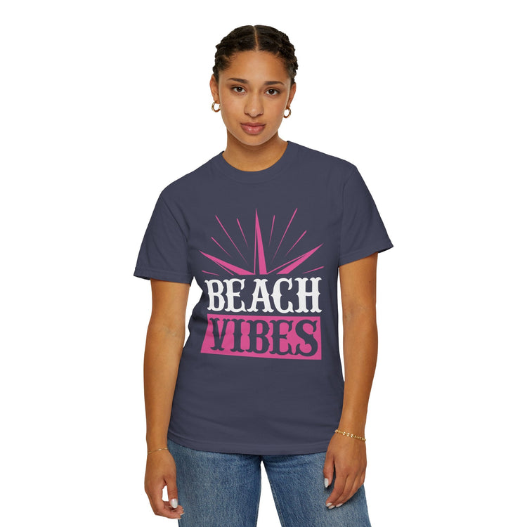 Beach Vibes Unisex Garment-Dyed T-Shirt, Summer Tee, Beachwear, Vacation Shirt, Gift for Surf Lovers, Casual Everyday Style Printify
