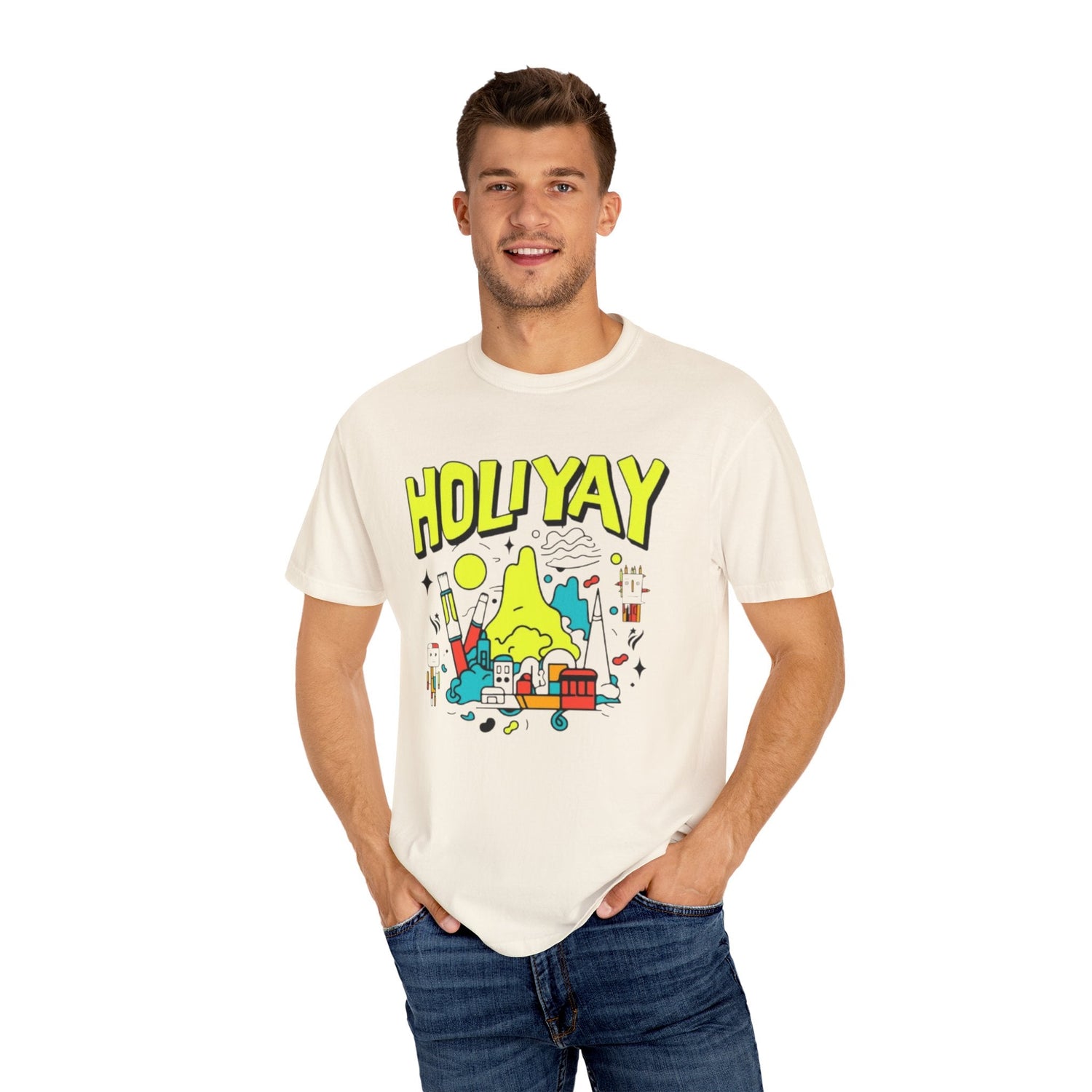 Holi-Yay Graphic T-Shirt, Fun Summer Tee, Unique Gift, Casual Wear, Birthday, Holiday Celebration, Unisex Apparel Printify