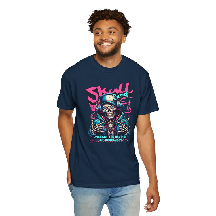 Skull Beat Unisex T-Shirt - Music Lover Graphic Tee, Halloween Costume, Premium Cotton Streetwear Gift for Men & Women, Alternative Fashion Printify