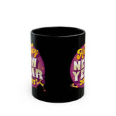 New Year Celebration Black Mug, Holiday Gift Mug, Funny Coffee Mug, 2025 New Year Mug, Birthday, Party Favor, Personalized Drinkware Printify