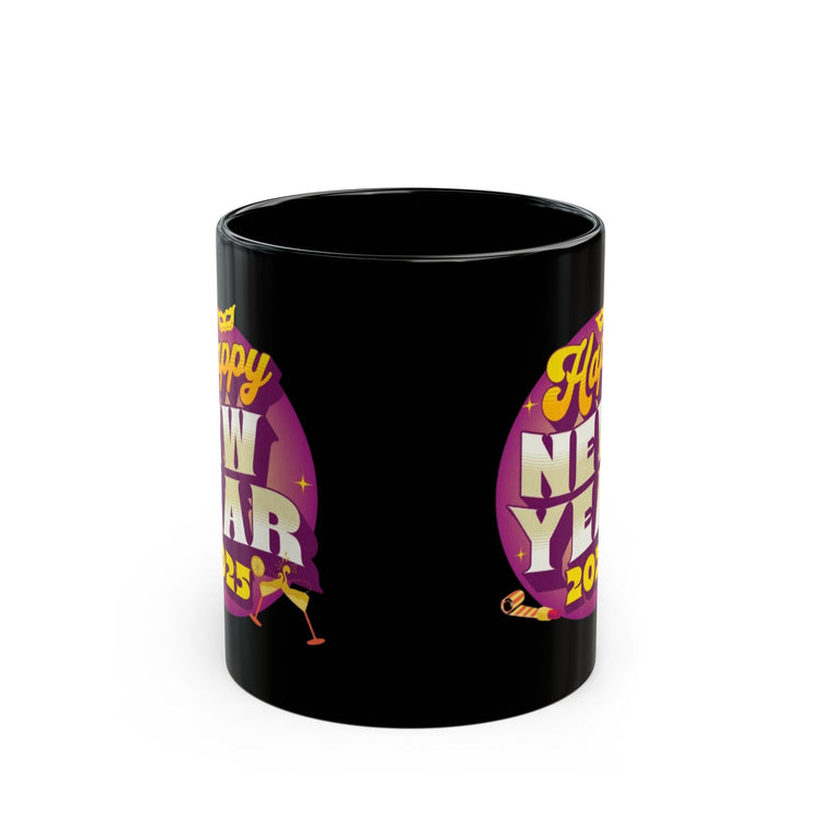 New Year Celebration Black Mug, Holiday Gift Mug, Funny Coffee Mug, 2025 New Year Mug, Birthday, Party Favor, Personalized Drinkware Printify