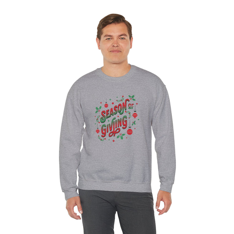 Cozy Holiday Sweatshirt Season of Giving Unisex Crewneck Perfect Gift Christmas Winter Wear Comfortable Stylish Heavy Blend Festive Sweatshirt Printify