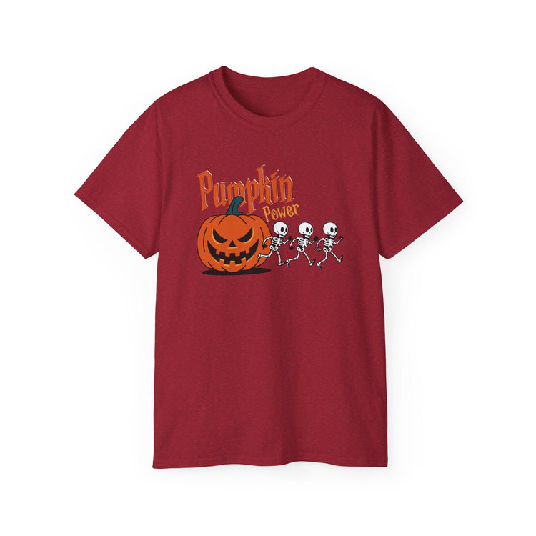 Halloween Skeleton Pumpkin Tee, Spooky Graphic Shirt, Unisex Fall Fashion, Halloween Costume Top, Fun October Apparel Printify
