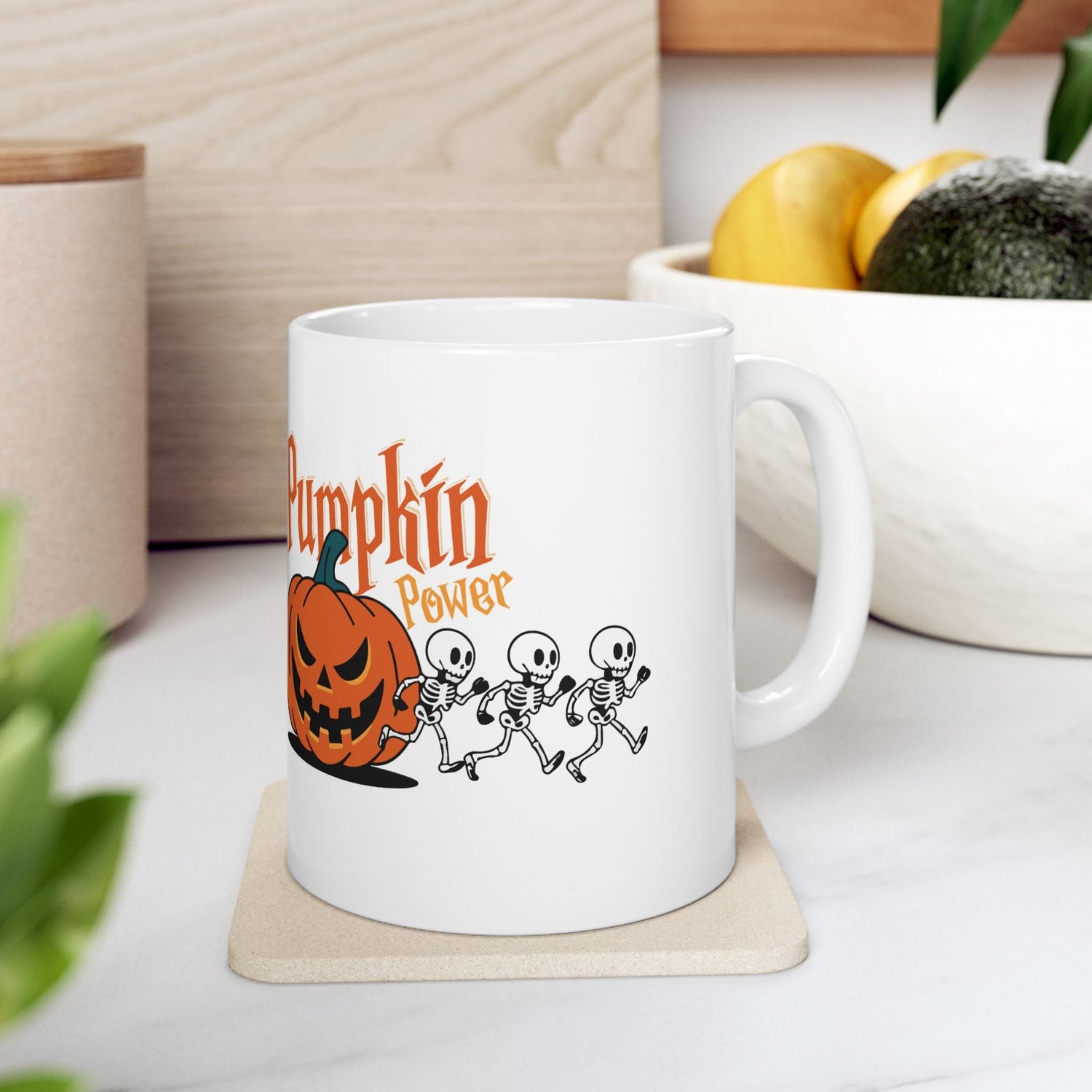 Halloween Skeleton Pumpkin Mug, Cute Coffee Cup, Fall Decor, Funny Gift for Halloween Lovers, Spooky Tea Mug, 11oz and 15oz Size Printify