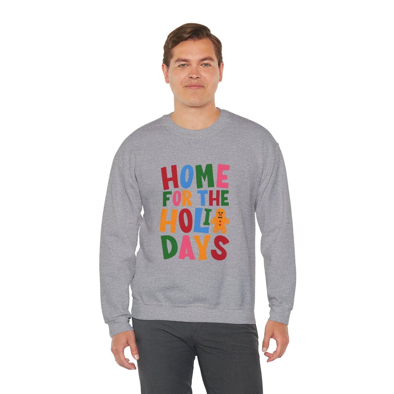 Home for the Holidays Crewneck Sweatshirt, Festive Sweater, Winter Apparel, Christmas Gift, Cozy Holiday Wear Printify