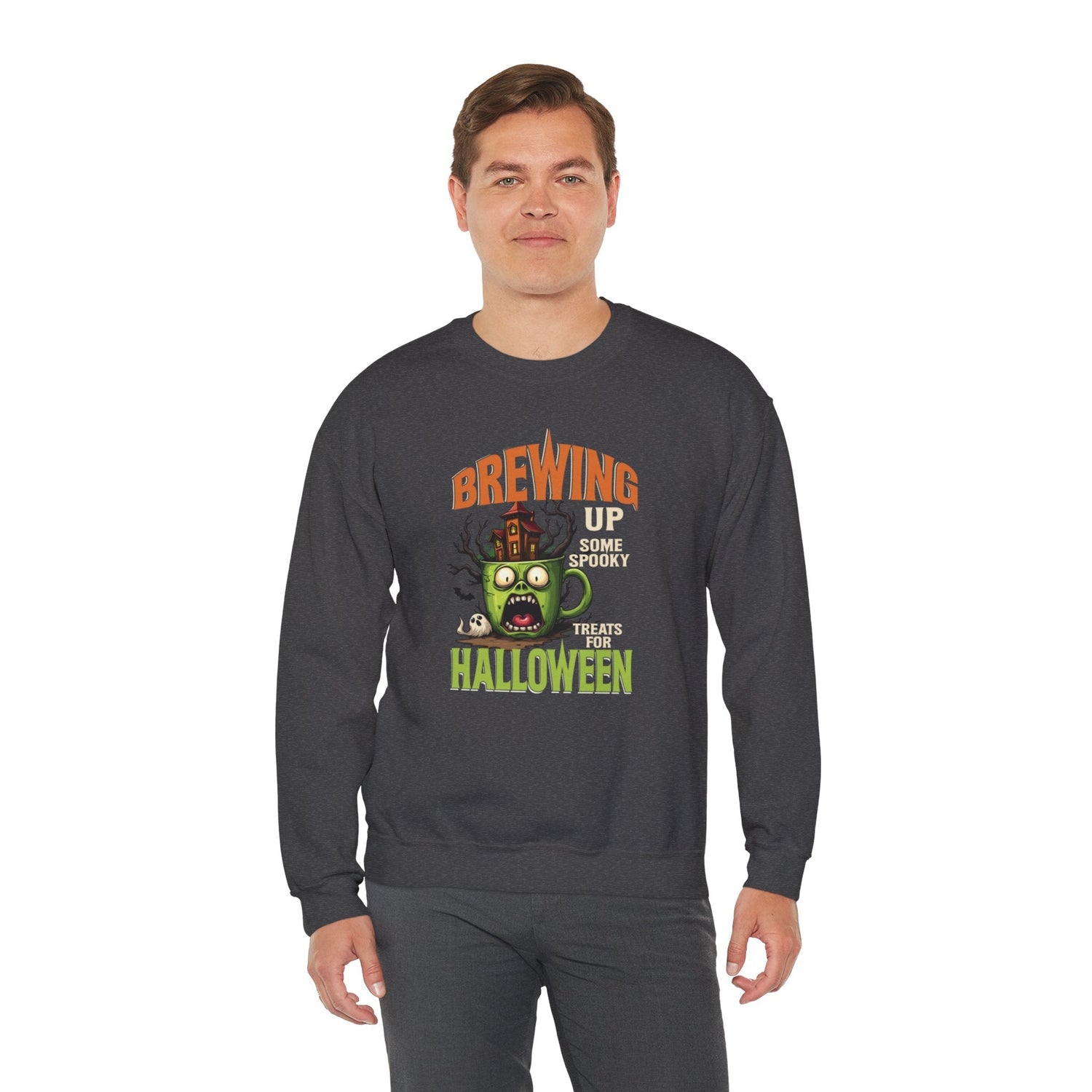Skull Floral Crewneck Sweatshirt, Unisex Pullover Sweater, Halloween Apparel, Cozy Gift, Trendy Streetwear Printify