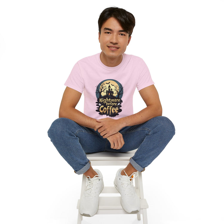 Nightmare Before Coffee Tee, Halloween T-Shirt, Coffee Lover Gift, Spooky Shirt, Unisex Graphic Tee, Autumn Apparel Printify