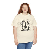 Whimsical Forest Silhouette Tee, Unisex Heavy Cotton T-Shirt, Fall Fashion, Halloween Shirt, Nature Lover Gift Printify
