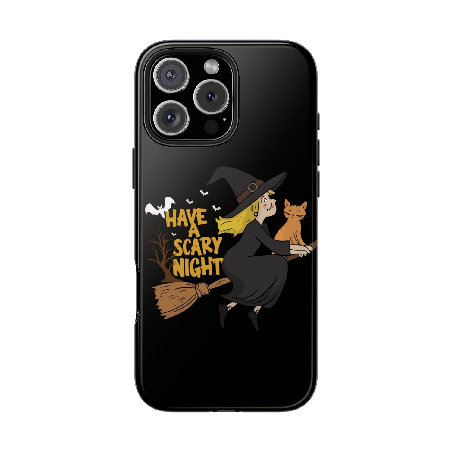 Halloween Phone Case, Tough Phone Cover, Scary Night Case, Witch and Cat Design, Perfect for Fall Printify