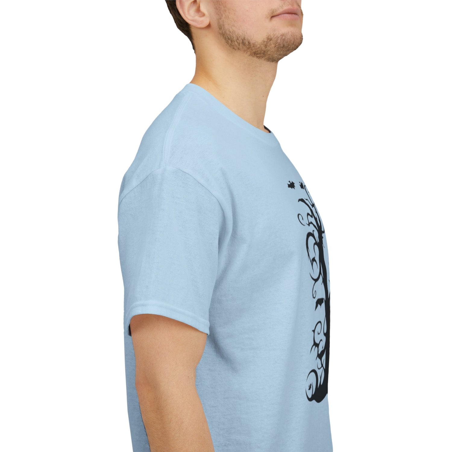 Whimsical Forest Silhouette Tee, Unisex Heavy Cotton T-Shirt, Fall Fashion, Halloween Shirt, Nature Lover Gift Printify