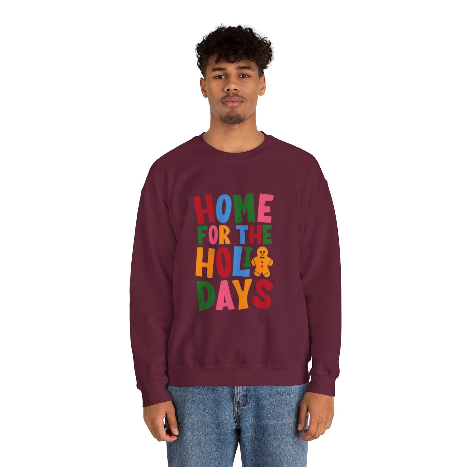 Home for the Holidays Crewneck Sweatshirt, Festive Sweater, Winter Apparel, Christmas Gift, Cozy Holiday Wear Printify