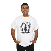 Whimsical Forest Silhouette Tee, Unisex Heavy Cotton T-Shirt, Fall Fashion, Halloween Shirt, Nature Lover Gift Printify