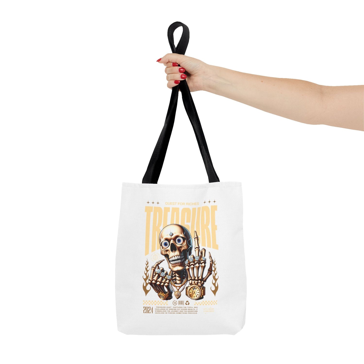 Treasure Hunting Tote Bag, Skull Design, Fun Beach Bag, Unique Gift for Adventurers, Perfect for Everyday Use Printify