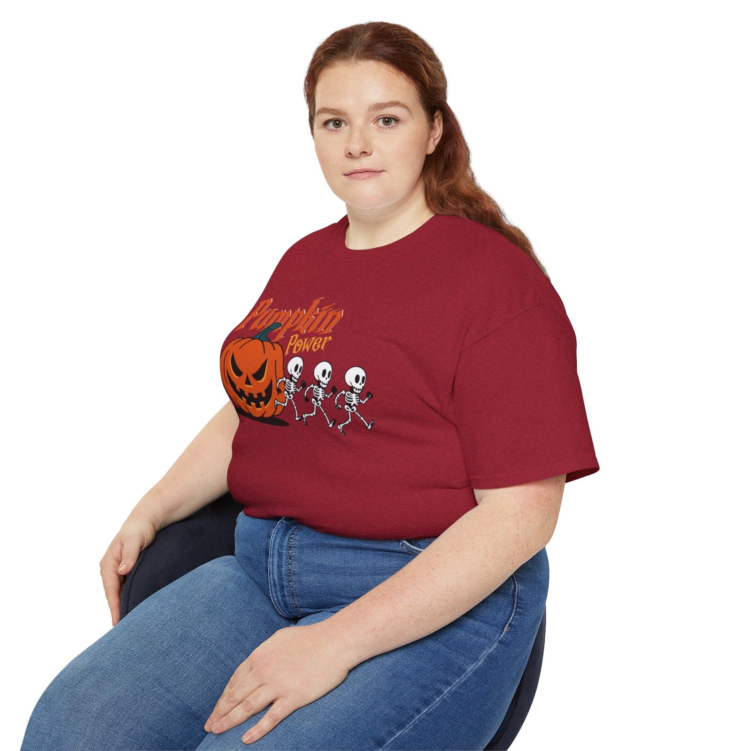Halloween Skeleton Pumpkin Tee, Spooky Graphic Shirt, Unisex Fall Fashion, Halloween Costume Top, Fun October Apparel Printify