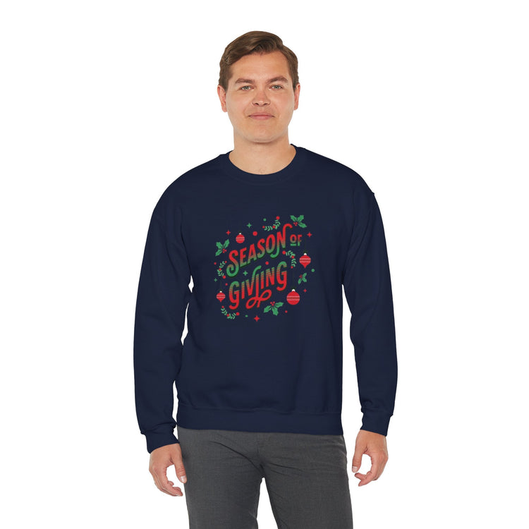 Cozy Holiday Sweatshirt Season of Giving Unisex Crewneck Perfect Gift Christmas Winter Wear Comfortable Stylish Heavy Blend Festive Sweatshirt Printify