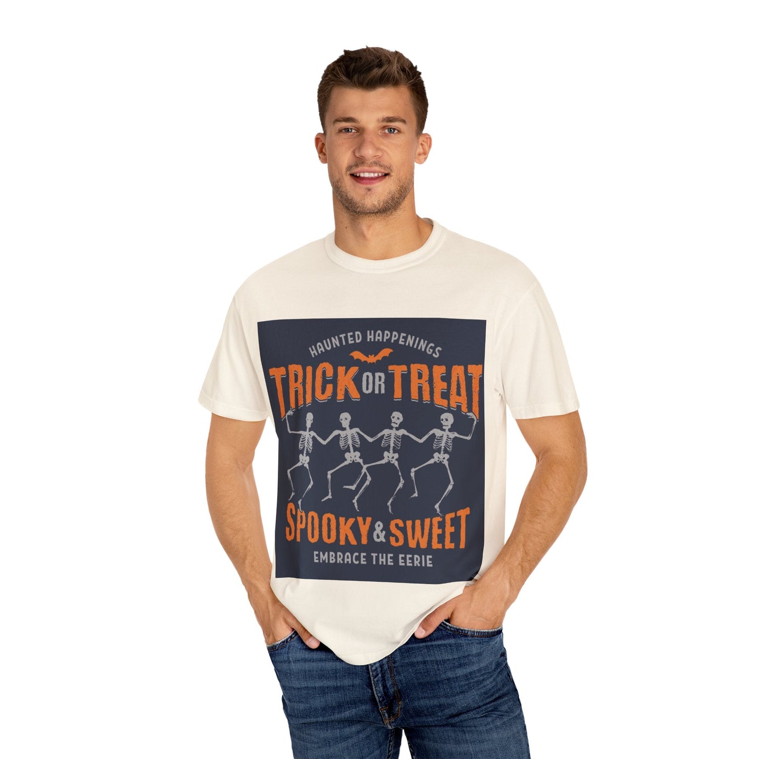 Halloween Skeleton T-Shirt, Trick or Treat Shirt, Spooky Fashion, Unisex Graphic Tee, October Festive Apparel, Halloween Gift Printify